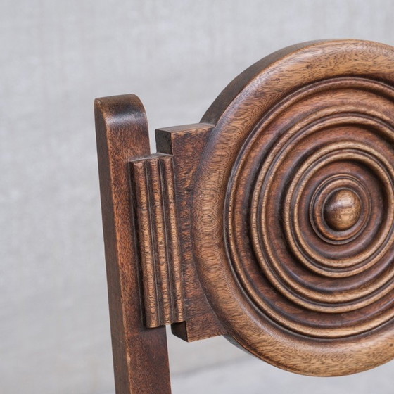 Image 1 of Set van 6 vintage eikenhouten stoelen, Frankrijk 1940