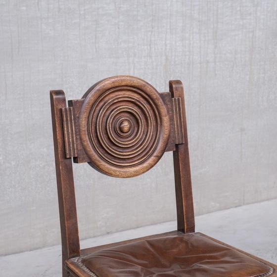 Image 1 of Set van 6 vintage eikenhouten stoelen, Frankrijk 1940