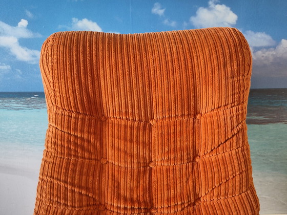 Image 1 of Fauteuil oranje ribfluweel