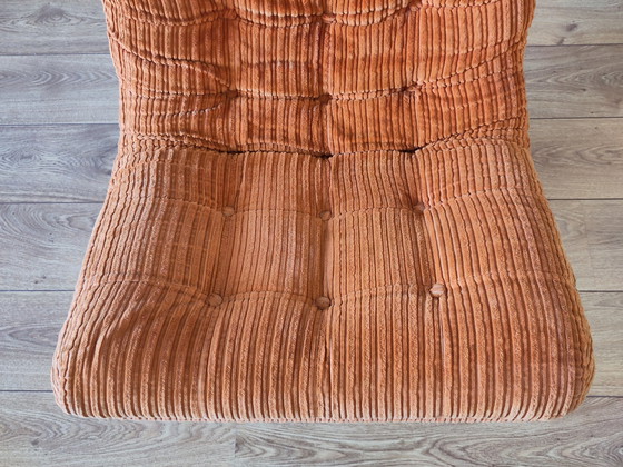 Image 1 of Fauteuil oranje ribfluweel