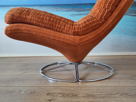 Image 1 of Fauteuil oranje ribfluweel