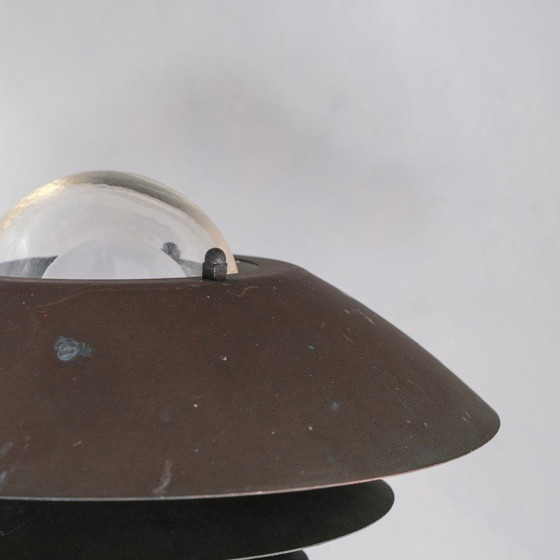 Image 1 of Vintage koperen en glazen wandlamp, Denemarken 1990