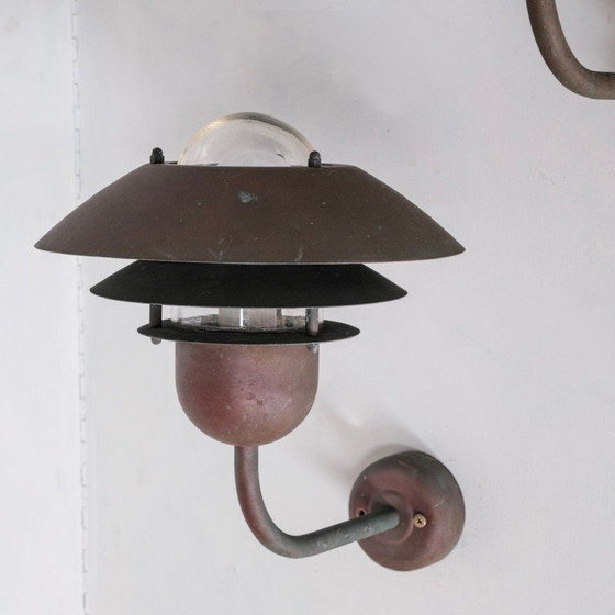 Image 1 of Vintage koperen en glazen wandlamp, Denemarken 1990