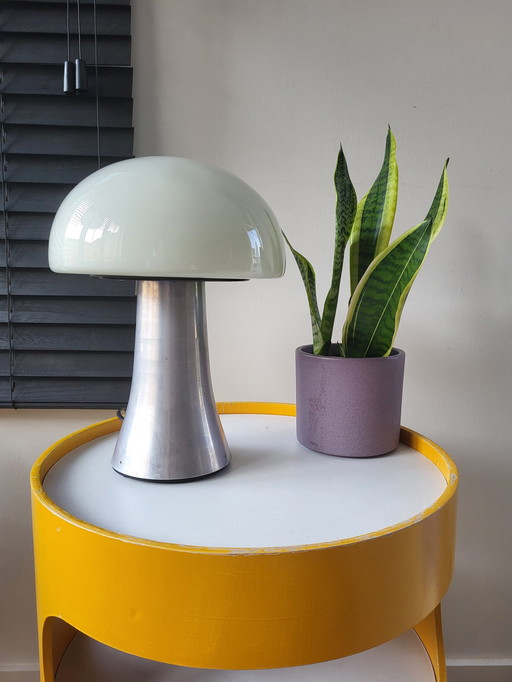 Mushroom Lamp Xl, Zware Tafellamp Roestvrij Staal, Jaren 80