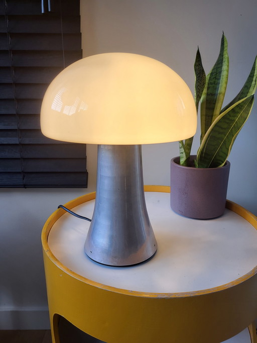 Mushroom Lamp Xl, Zware Tafellamp Roestvrij Staal, Jaren 80