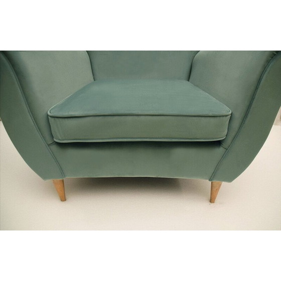 Image 1 of Vintage fluwelen fauteuil van Ico Parisi, 1950