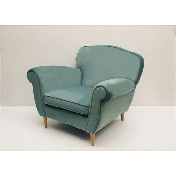 Image 1 of Vintage fluwelen fauteuil van Ico Parisi, 1950