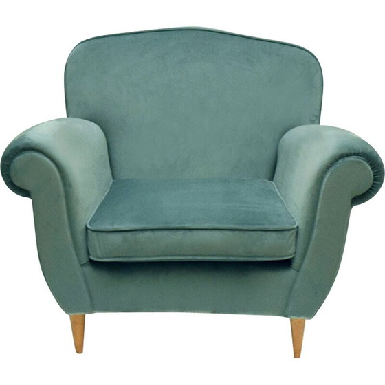 Image 1 of Vintage fluwelen fauteuil van Ico Parisi, 1950