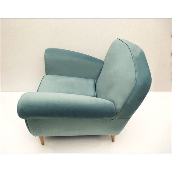 Image 1 of Vintage fluwelen fauteuil van Ico Parisi, 1950