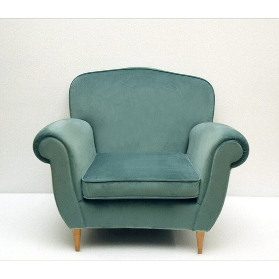 Image 1 of Vintage fluwelen fauteuil van Ico Parisi, 1950