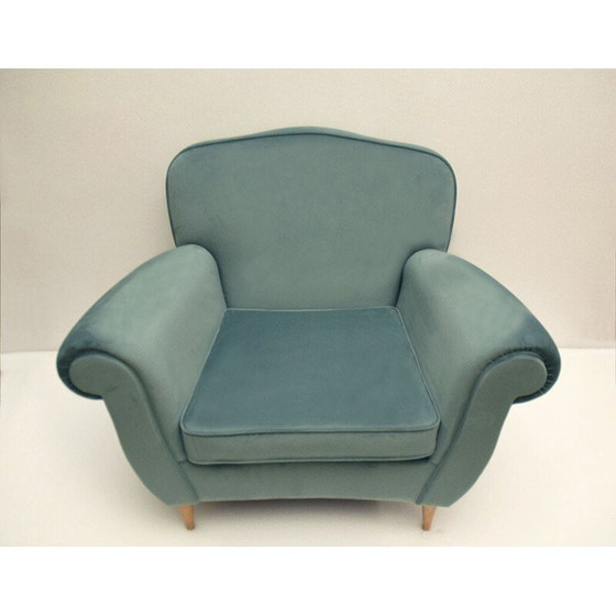 Image 1 of Vintage fluwelen fauteuil van Ico Parisi, 1950