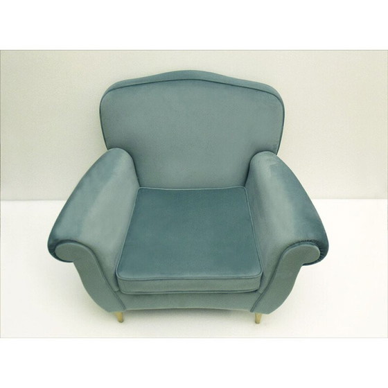 Image 1 of Vintage fluwelen fauteuil van Ico Parisi, 1950