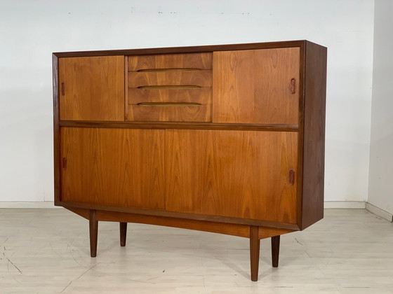 Image 1 of Deense teakhouten highboard kast woonkamer vintage