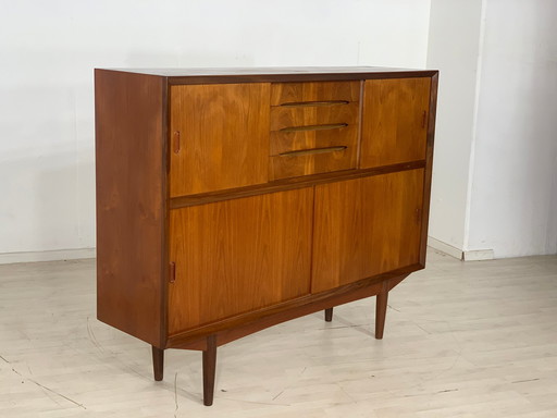 Deense teakhouten highboard kast woonkamer vintage