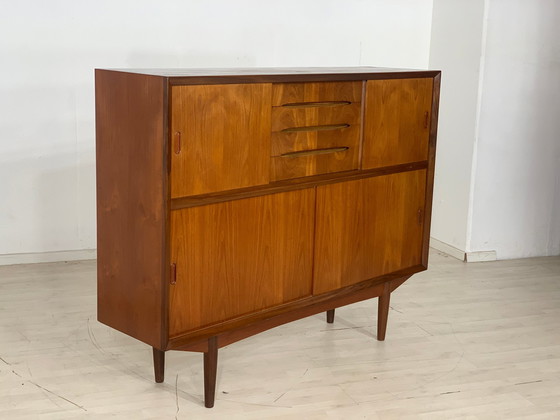 Image 1 of Deense teakhouten highboard kast woonkamer vintage