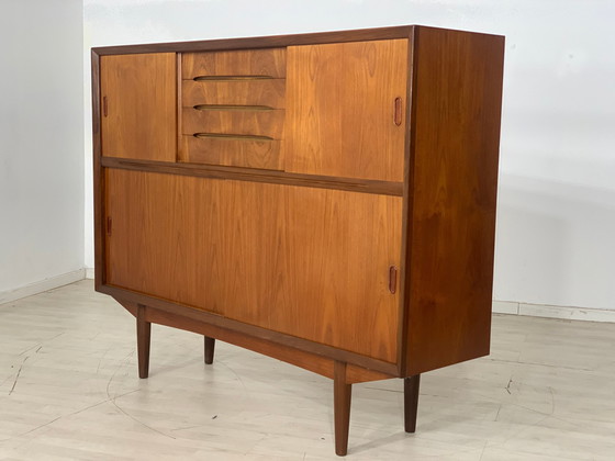 Image 1 of Deense teakhouten highboard kast woonkamer vintage