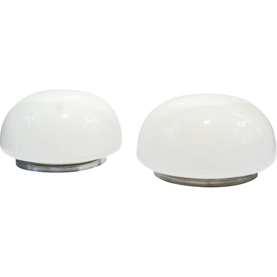 Image 1 of Paar vintage melkglas plafondlampen voor Polam, Polen 1970