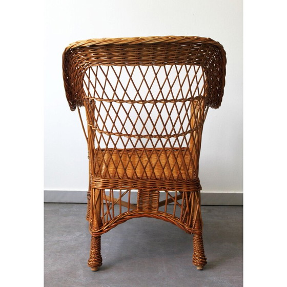 Image 1 of Vintage geweven rotan fauteuil