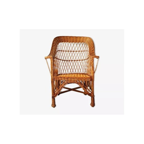 Image 1 of Vintage geweven rotan fauteuil