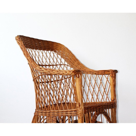 Image 1 of Vintage geweven rotan fauteuil