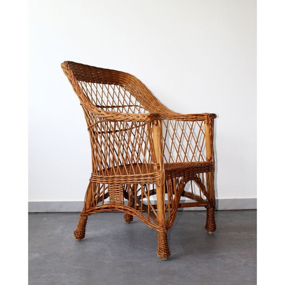 Image 1 of Vintage geweven rotan fauteuil