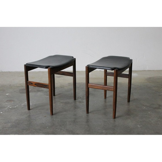 Image 1 of Paar vintage rozenhouten krukjes van Gustav Bertelsen, Denemarken