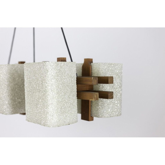 Image 1 of Vintage hanglamp van hout en granieten hars, 1950