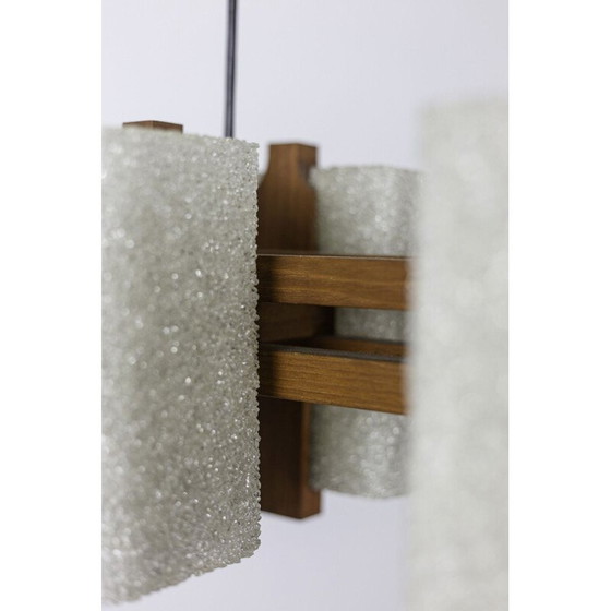 Image 1 of Vintage hanglamp van hout en granieten hars, 1950