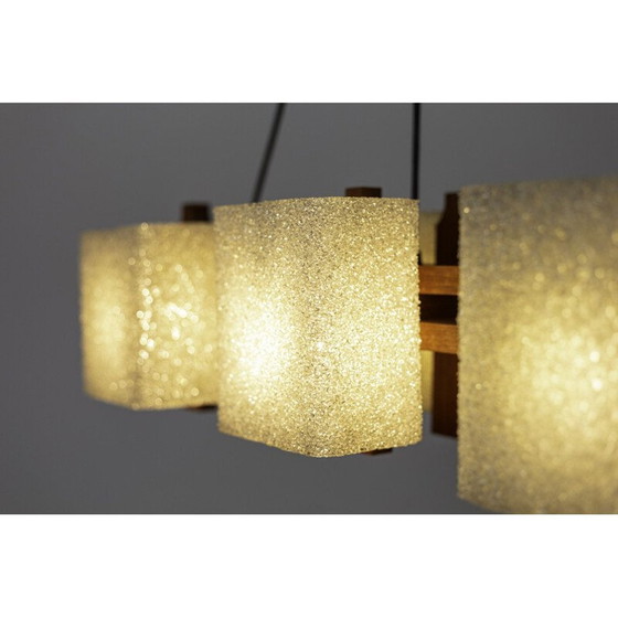 Image 1 of Vintage hanglamp van hout en granieten hars, 1950