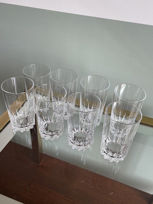 8x Cristal d’Arques Louvre Longdrink glazen