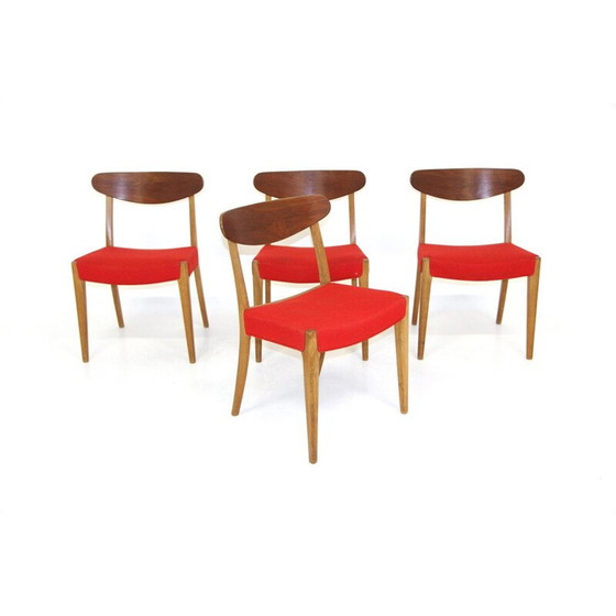 Image 1 of Set van 4 vintage teakhouten stoelen van Søen Wiladsens Møbelfabrik, Denemarken 1960