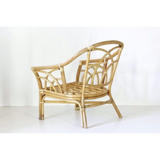 Image 1 of Curbed bamboe vintage fauteuil, 1970