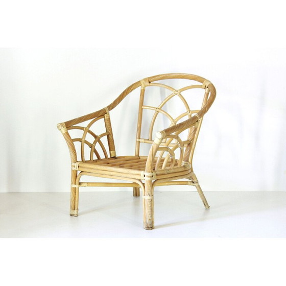 Image 1 of Curbed bamboe vintage fauteuil, 1970