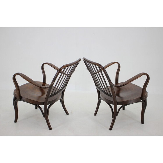 Image 1 of Paar vintage gebogen houten fauteuils nr. 752 van Josef Frank voor Thon, jaren 1950