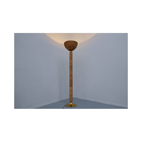 Image 1 of Vintage vloerlamp modern bruin rotan Italië