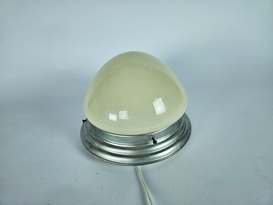 Image 1 of Vintage opaline glas plafondlamp