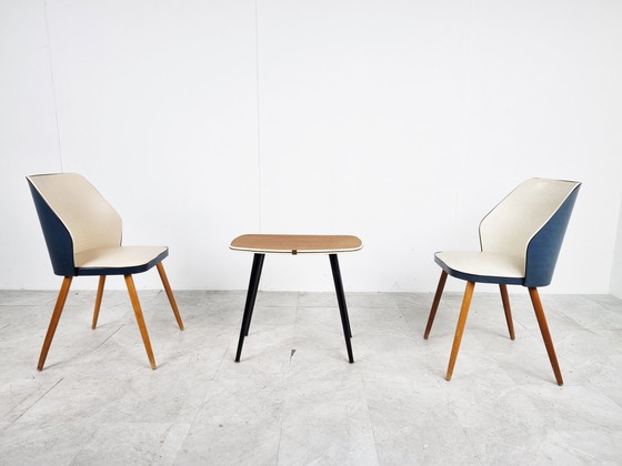 Image 1 of 2x Vintage fauteuils met tafel, jaren 60 België