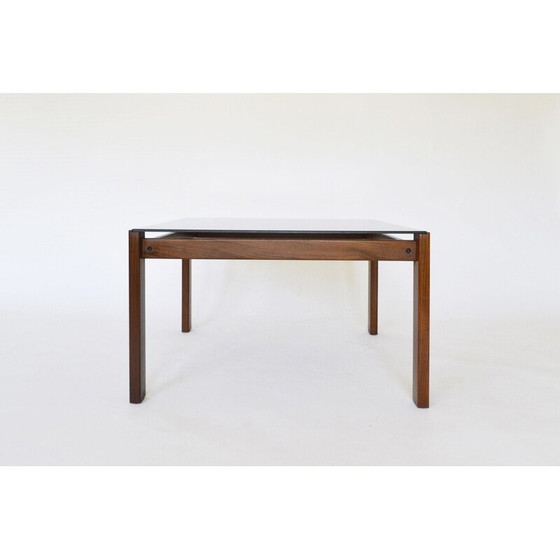 Image 1 of Vintage salontafel van teakhout en gerookt glas, Denemarken 1960