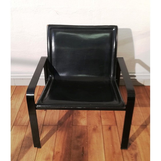Image 1 of Vintage zwarte leren fauteuil
