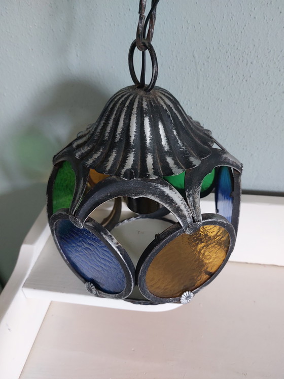 Image 1 of Vintage glas in lood lampje