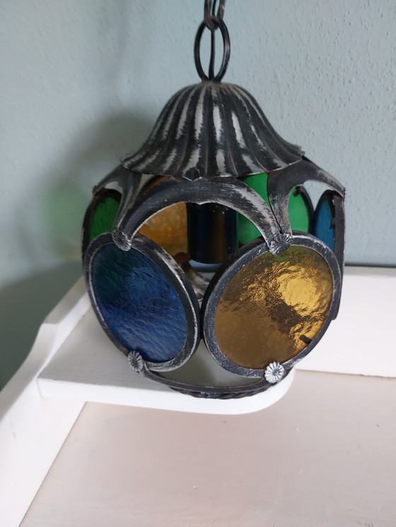 Image 1 of Vintage glas in lood lampje