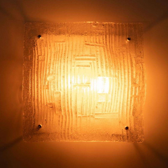 Image 1 of Space age plafondlamp gebogen glas, vintage glass wall lamp