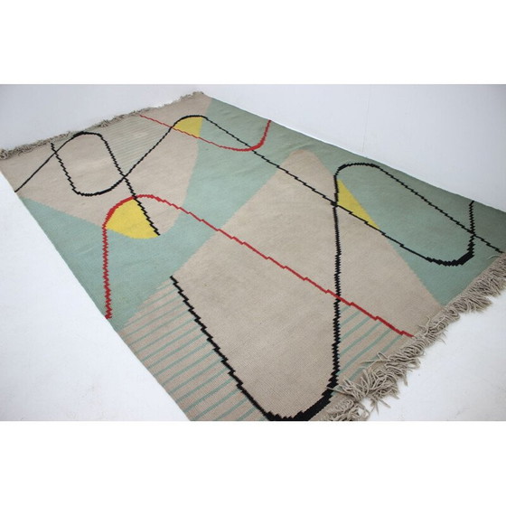 Image 1 of Vintage geometrisch tapijt van wol 1950