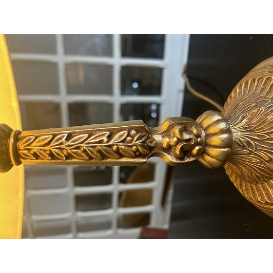 Image 1 of Vintage messing lamp met bladdecoratie, 1950