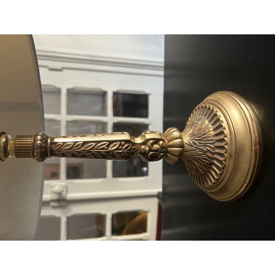 Image 1 of Vintage messing lamp met bladdecoratie, 1950