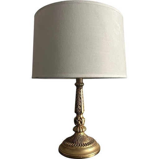 Vintage messing lamp met bladdecoratie, 1950