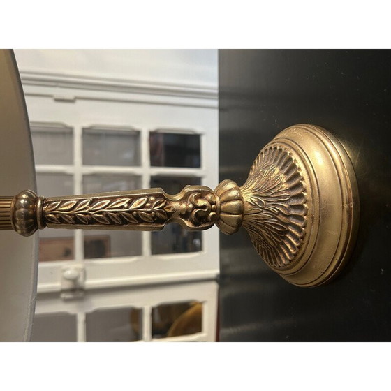 Image 1 of Vintage messing lamp met bladdecoratie, 1950