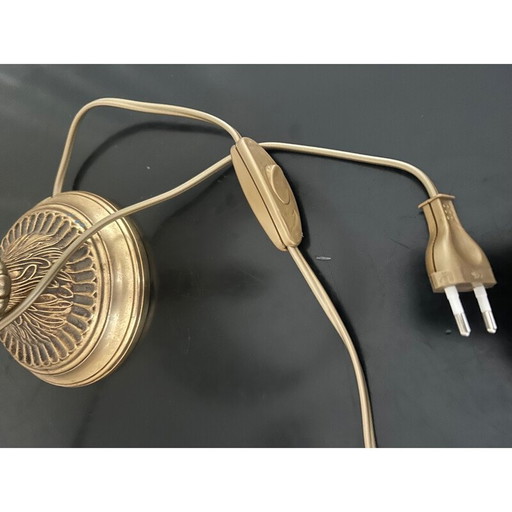 Vintage messing lamp met bladdecoratie, 1950