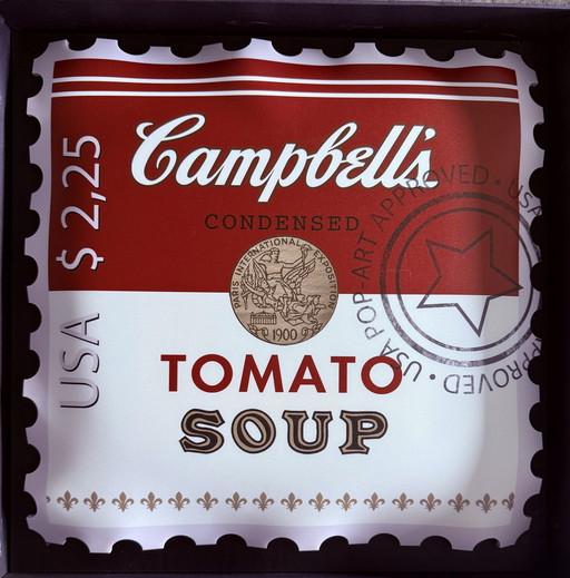 Ad Van Hassel: “Luxury Art Stamp, Hommage To Campbell Soup”.