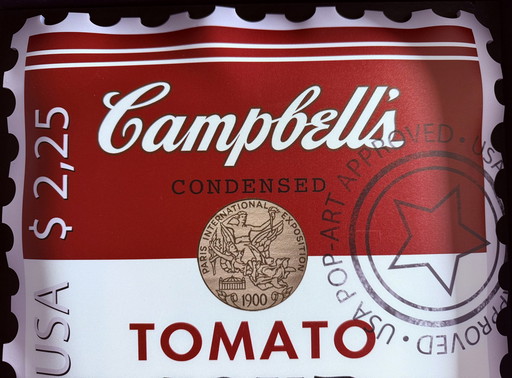 Ad Van Hassel: “Luxury Art Stamp, Hommage To Campbell Soup”.